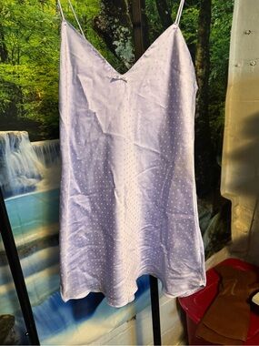 Vintage Victoria’s Secret 1964-1974Lavender Satin Slip Dress with Dotted Texture